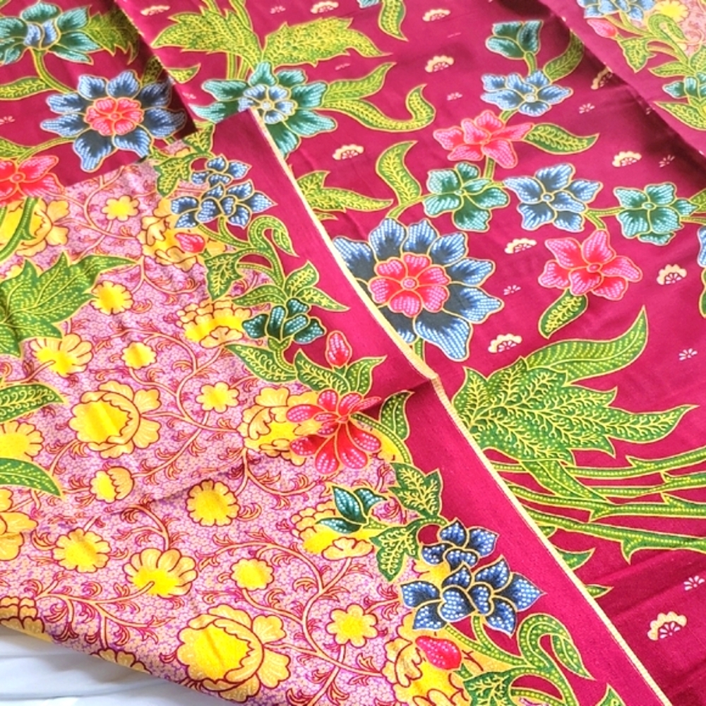 Premium Floral Batik Sarong from Malaysia - Traditional Fabric
